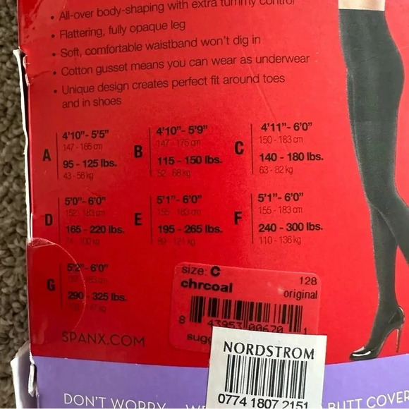 SPANX Original Tight-End Tights Size C Charcoal NWT - Picture 4 of 4